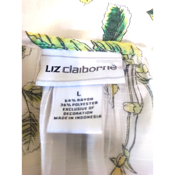 Liz Claiborne Women's Shirt Size Large Lace Cream Color Orchid Flowers - Picture 5 of 8